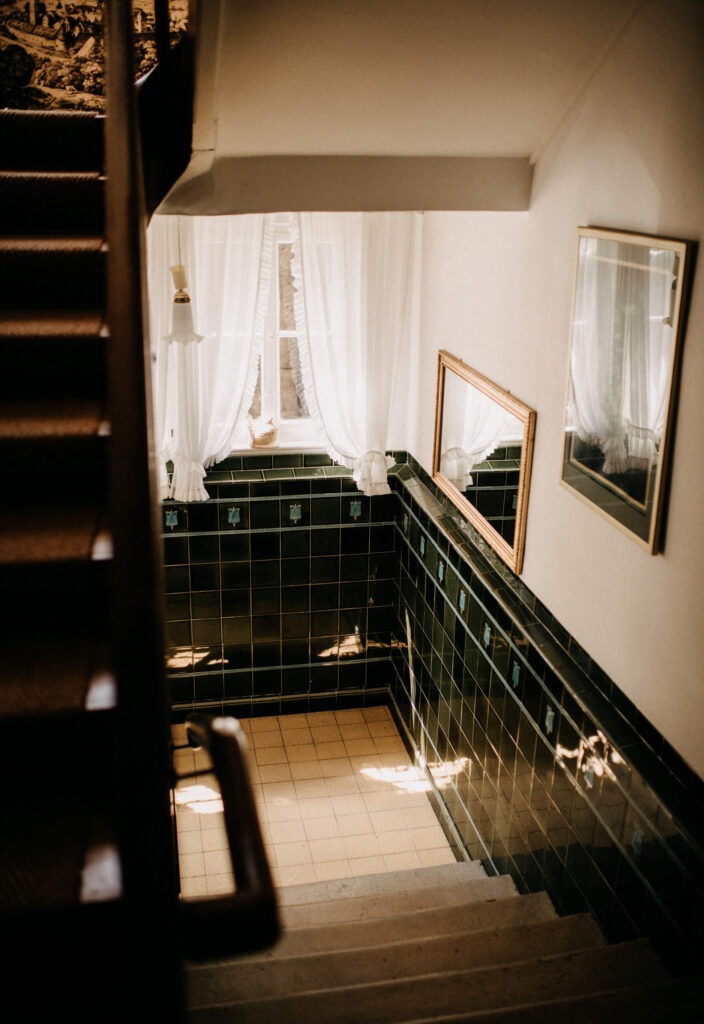 Treppenhaus der Apartments zum Übernachten in der Künkele Mühle